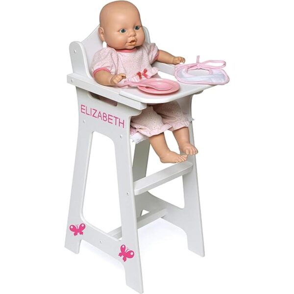 Silla alta para muñeca con plato babero y cuchara de la_5