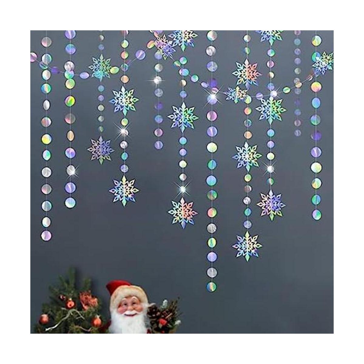 Decoraciones iridiscentes de copo de nieve holográficas