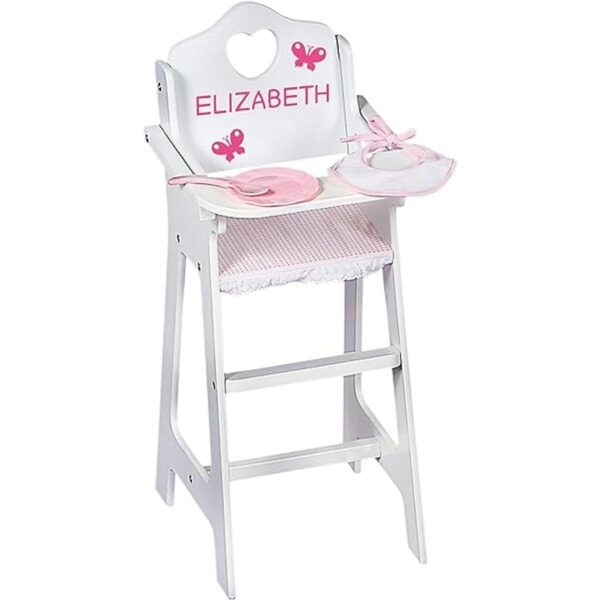 Silla alta para muñeca con plato babero y cuchara de la_3