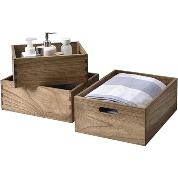 Kirigen Juego de 3 cajas de madera anidadas con asas