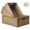 Kirigen Juego de 3 cajas de madera anidadas con asas