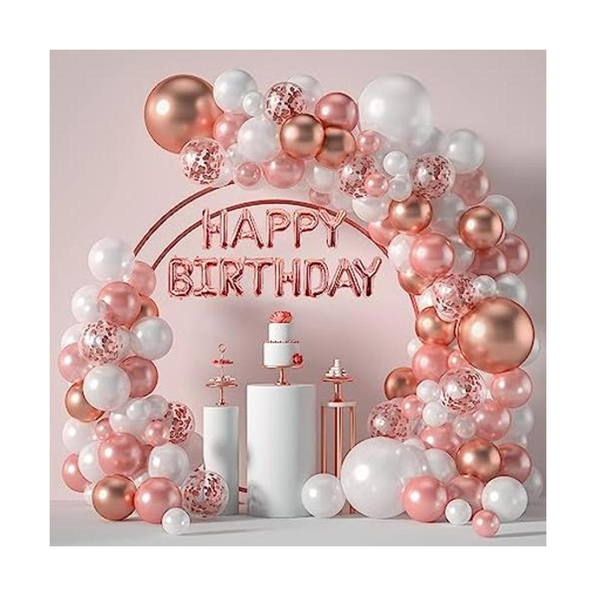 Janinus Kit de arco de guirnalda de globos de oro rosa
