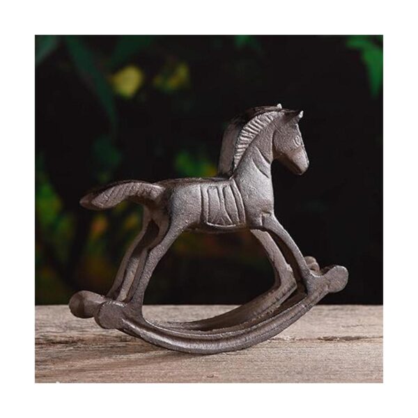 BRASSTAR Estatua de caballo mecedora de hierro fundido de