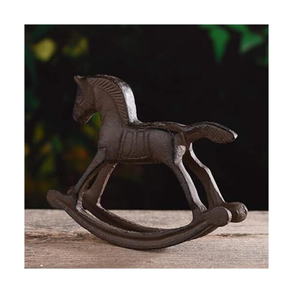 BRASSTAR Estatua de caballo mecedora de hierro fundido de
