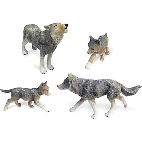Juego de 4 figuras de lobo siberiano con diseño de_5