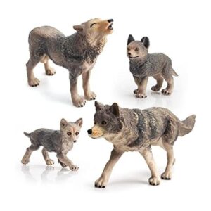 Juego de 4 figuras de lobo siberiano con diseño de_1