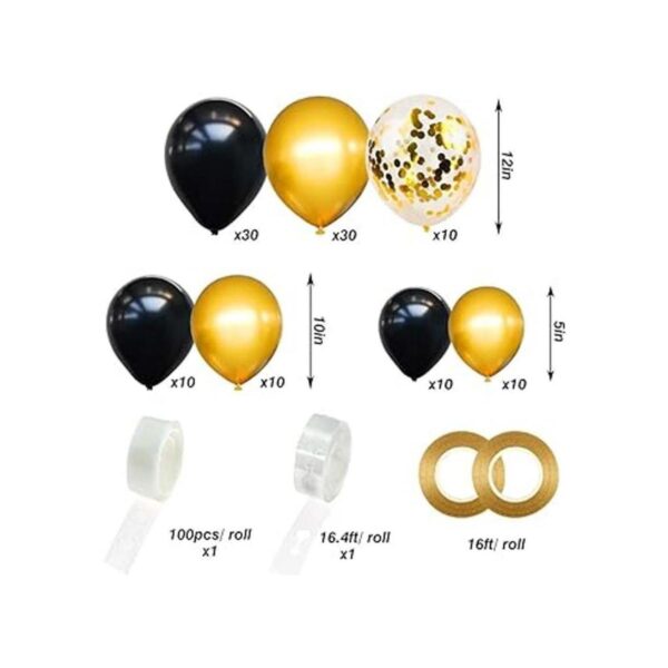 RUBFAC Kit de arco de guirnalda de globos negros y dorados_2
