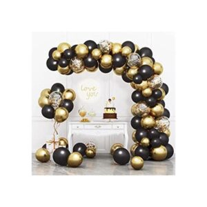 RUBFAC Kit de arco de guirnalda de globos negros y dorados_1