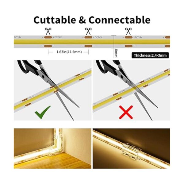 PAUTIX Tira de luces LED COB IP65 de 20 pies20.0 ft luz_3
