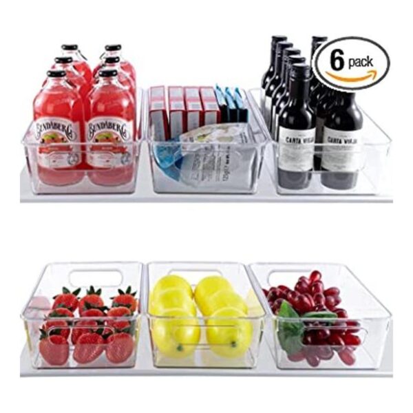 Juego de 6 cubos organizadores de refrigerador de plástico