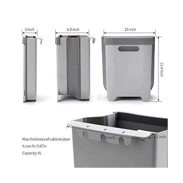 SheMarie Cubo de basura plegable para colgar 9 l montado_3