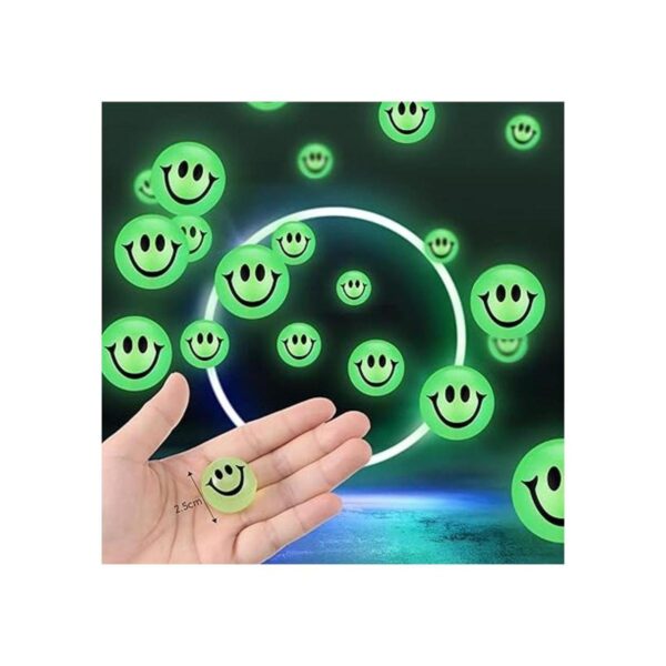 24 bolas rebotadoras de cara sonriente que brillan en la