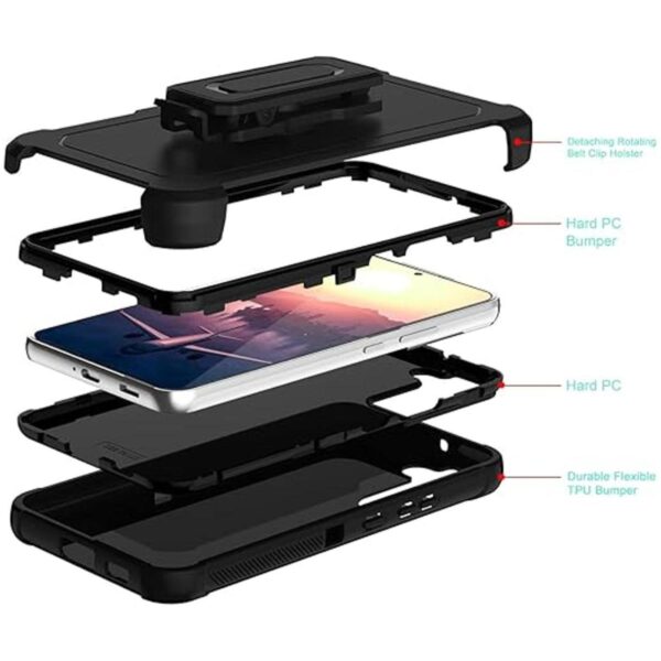 Fingic Funda para Samsung Galaxy S22 Plus 5G con clip_2