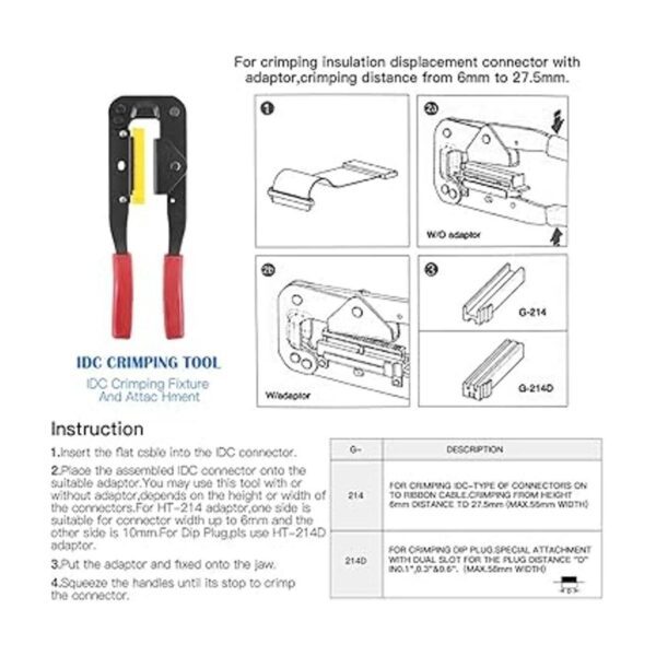 Glarks Profesional IDC Crimp Tool con 48 unids 0.100 in