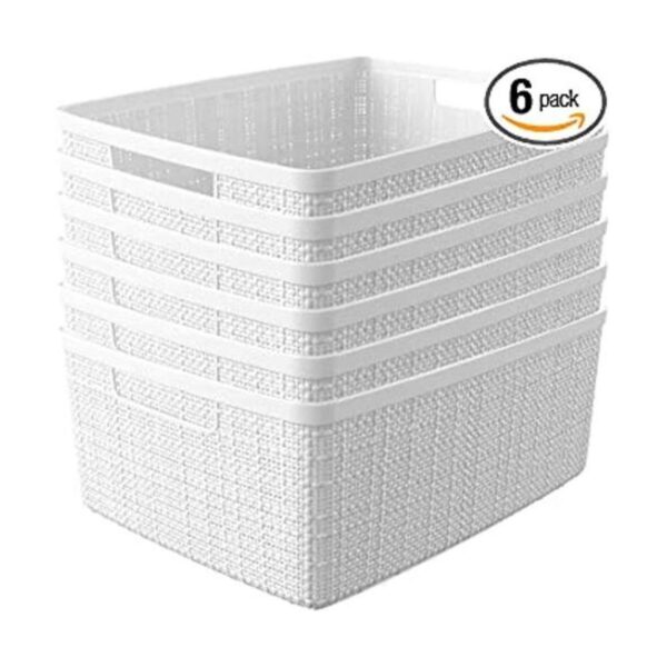 Curver Juego de 6 cestas de plástico decorativas medianas