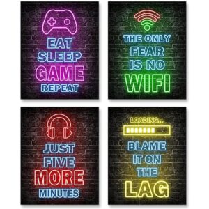 Juego de 4 pósteres de neón impresos para juegos 8 x 10_1