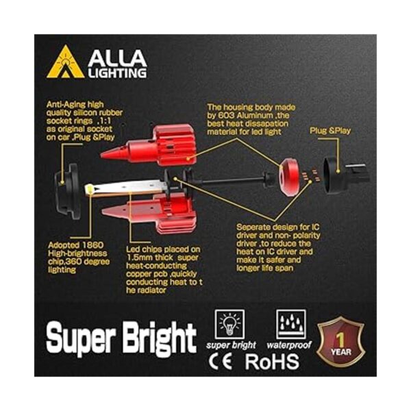 Alla Lighting Xtreme Super Bright T20 7441 7440 Bombillas_4