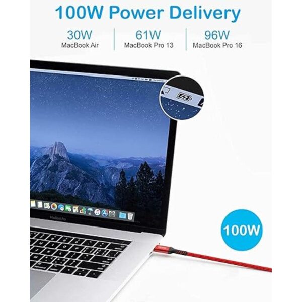 Cable USBC a USBC de 15 pies de largo de 100 W tipo C de