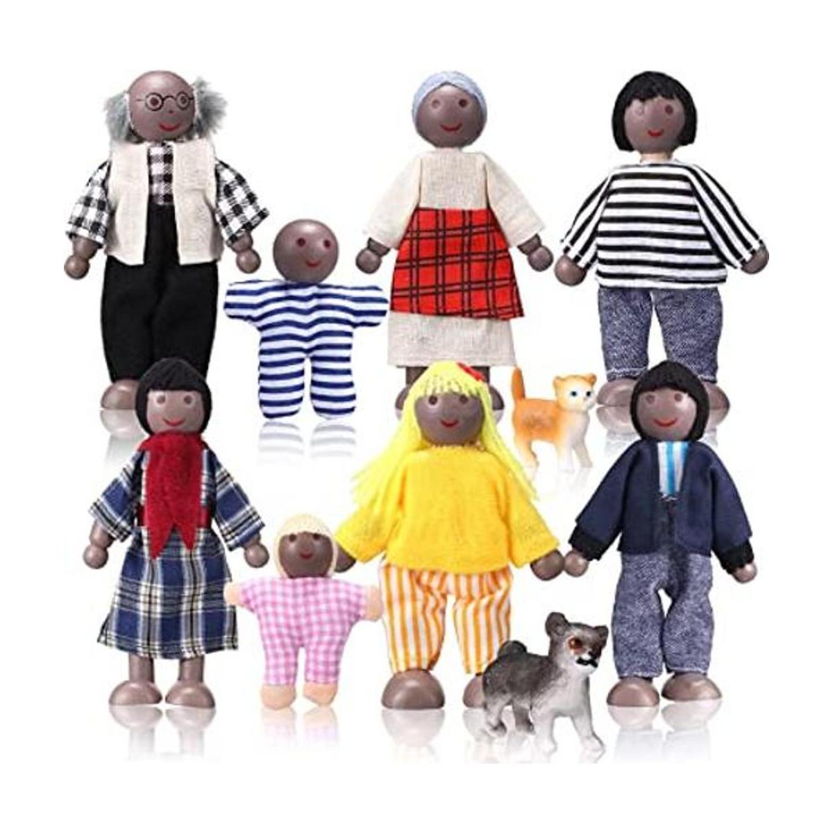 Juego de 8 mini figuras de personas y 2 mascotas 10
