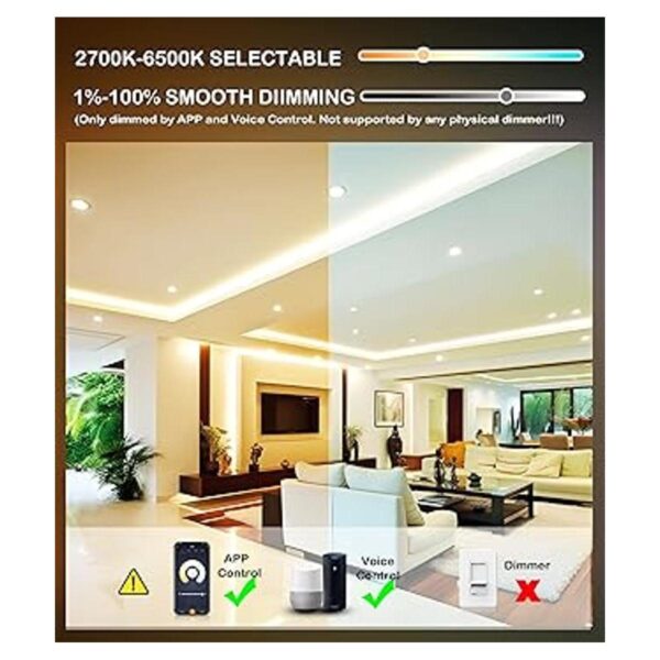 Paquete de 6 luces LED empotrables con WiFi inteligente de_2