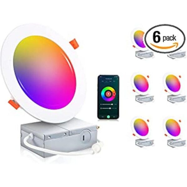 Paquete de 6 luces LED empotrables con WiFi inteligente de_1