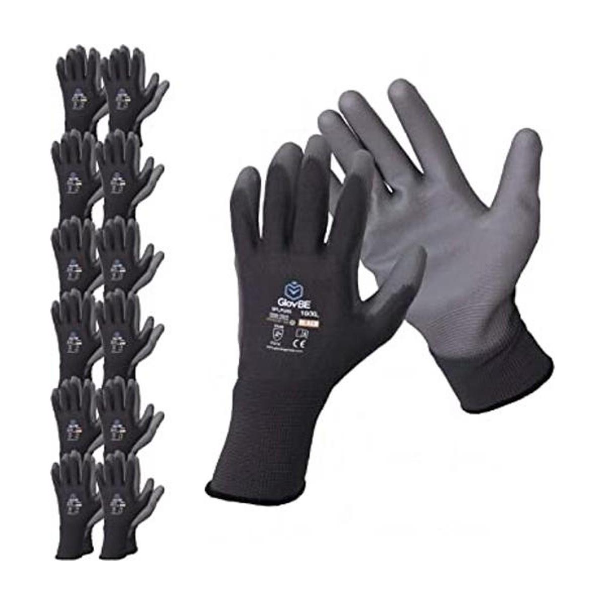 GlovBE 12 pares de guantes de trabajo de poliéster