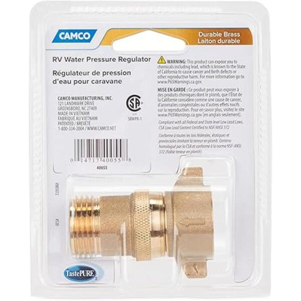 Camco RV regulador de presión de agua en línea de latón_5
