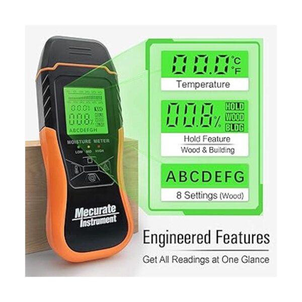 Mecurate Medidor digital de humedad de madera tipo pin con_5