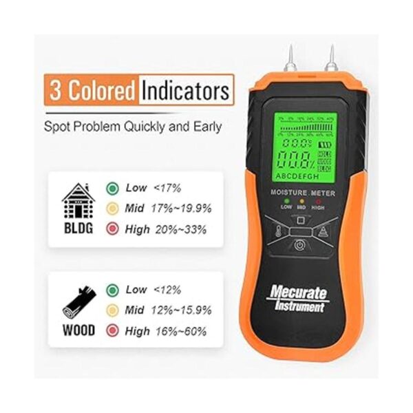 Mecurate Medidor digital de humedad de madera tipo pin con_4
