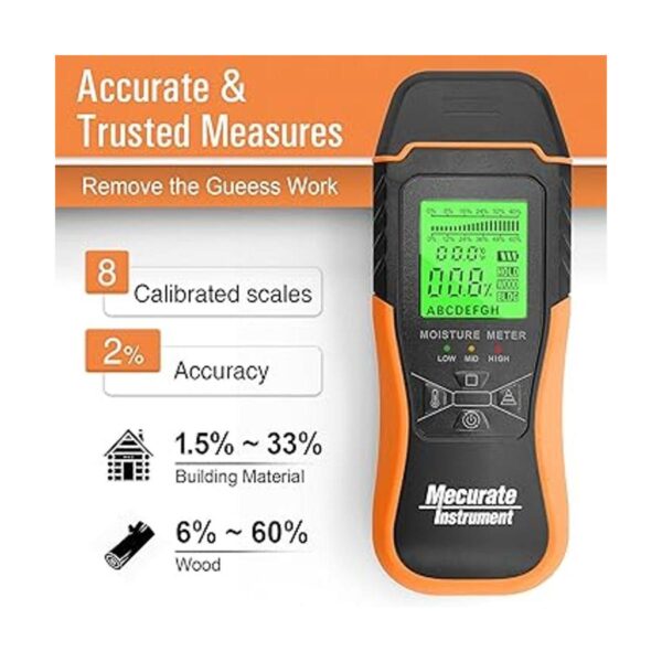Mecurate Medidor digital de humedad de madera tipo pin con_2