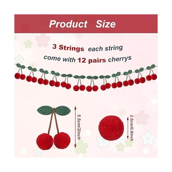 3 piezas de guirnalda de cerezas decoración de