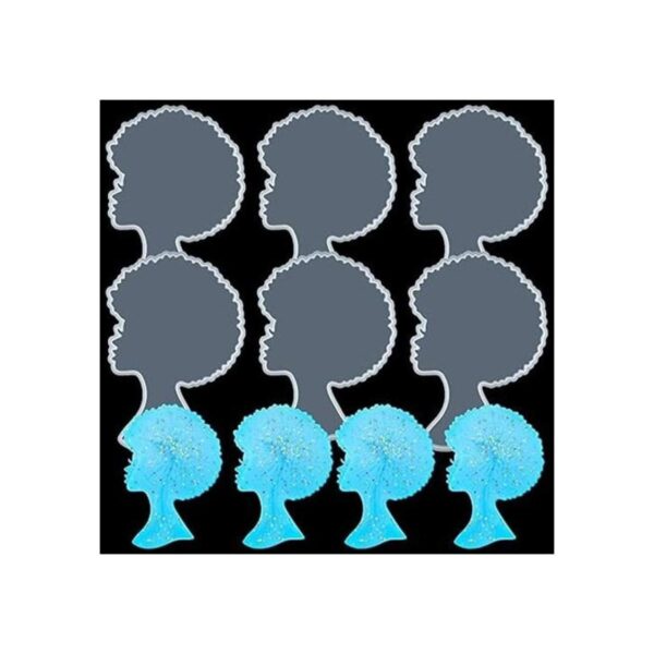 6 piezas Afro hembra Coaster resina molde grande de mujer