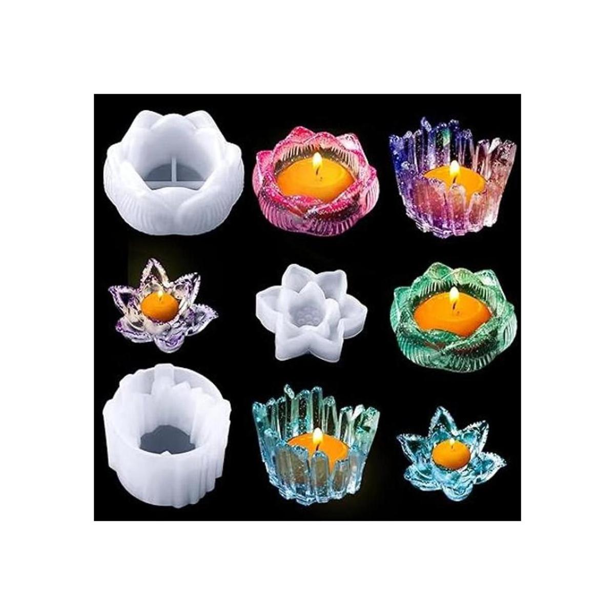 Soporte de vela de resina de 3 formas moldes de silicona