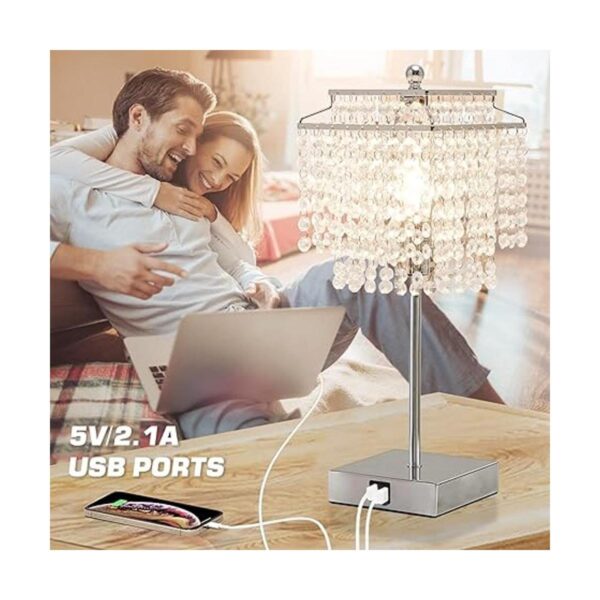 Lámpara de mesa de cristal con control táctil con puertos_2
