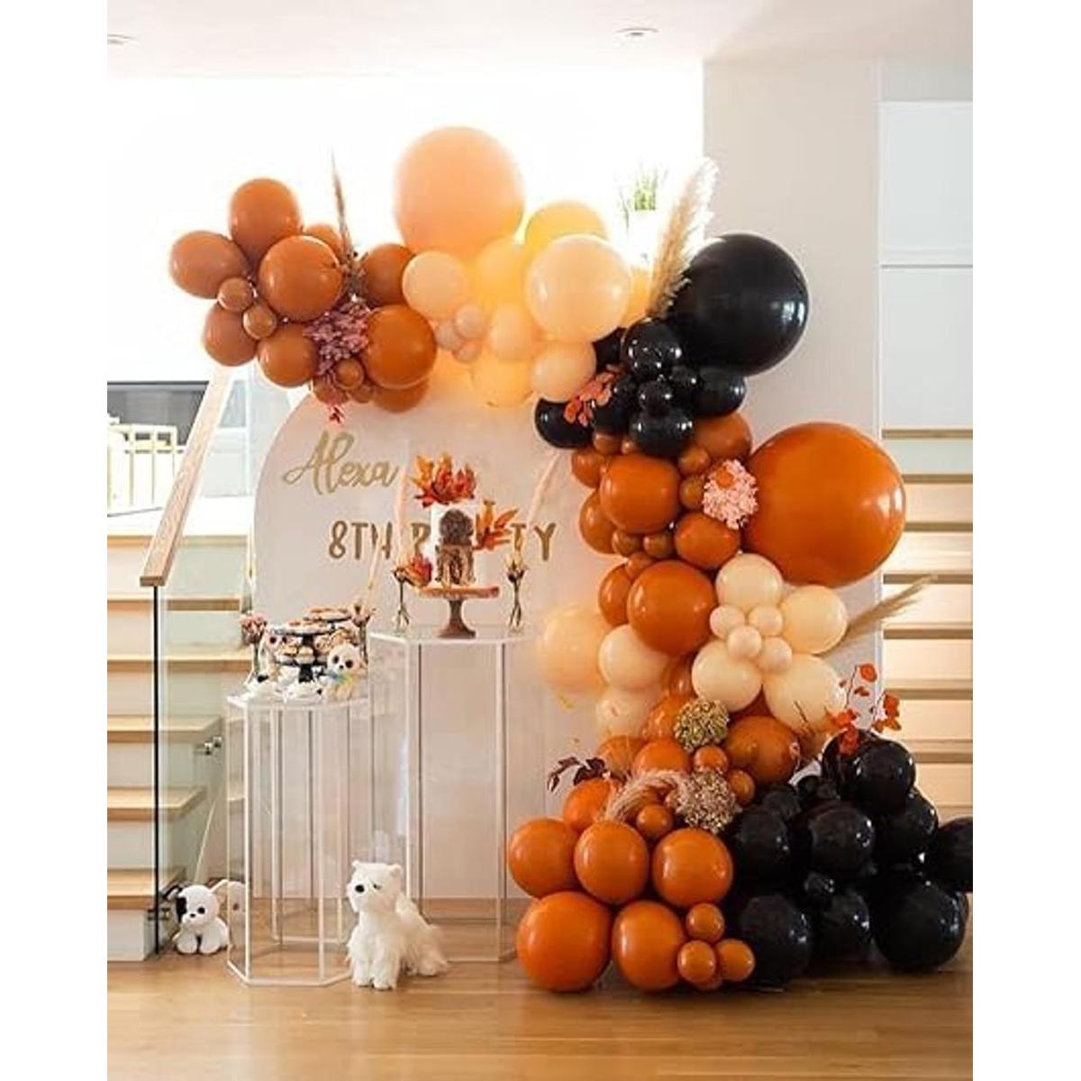 Kit de arco de guirnalda de globos negros de albaricoque
