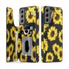 LETO Funda para Galaxy S21 con tapa y diseño de flores de_1