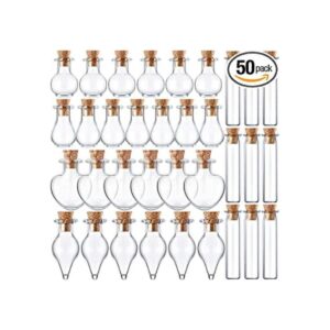 50 mini botellas de vidrio con tapones de corcho pequeñas