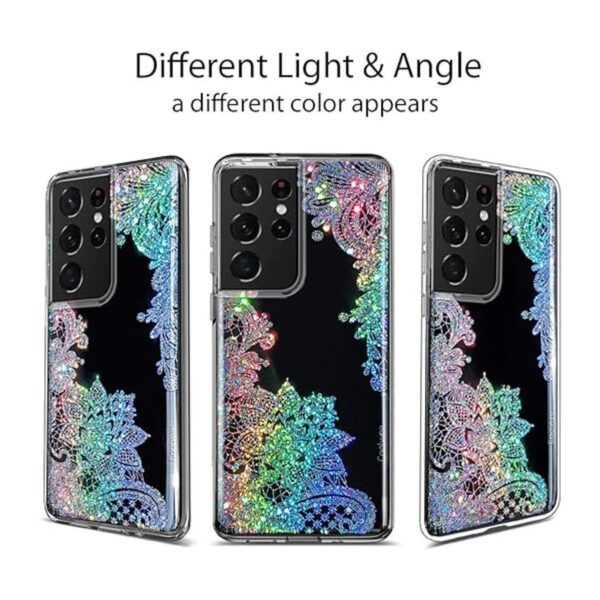 Coolwee Funda con purpurina transparente para Galaxy S21_3