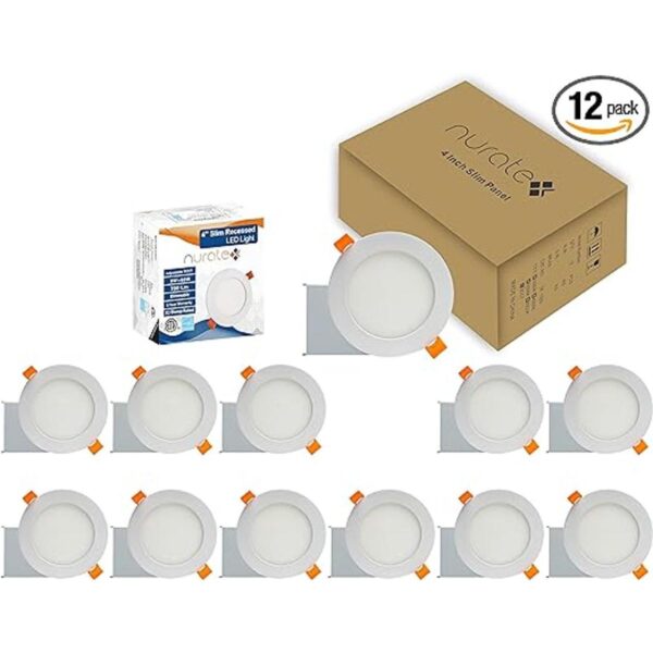 NURATEX Panel de luz LED empotrable delgado de 3.9 in con_1