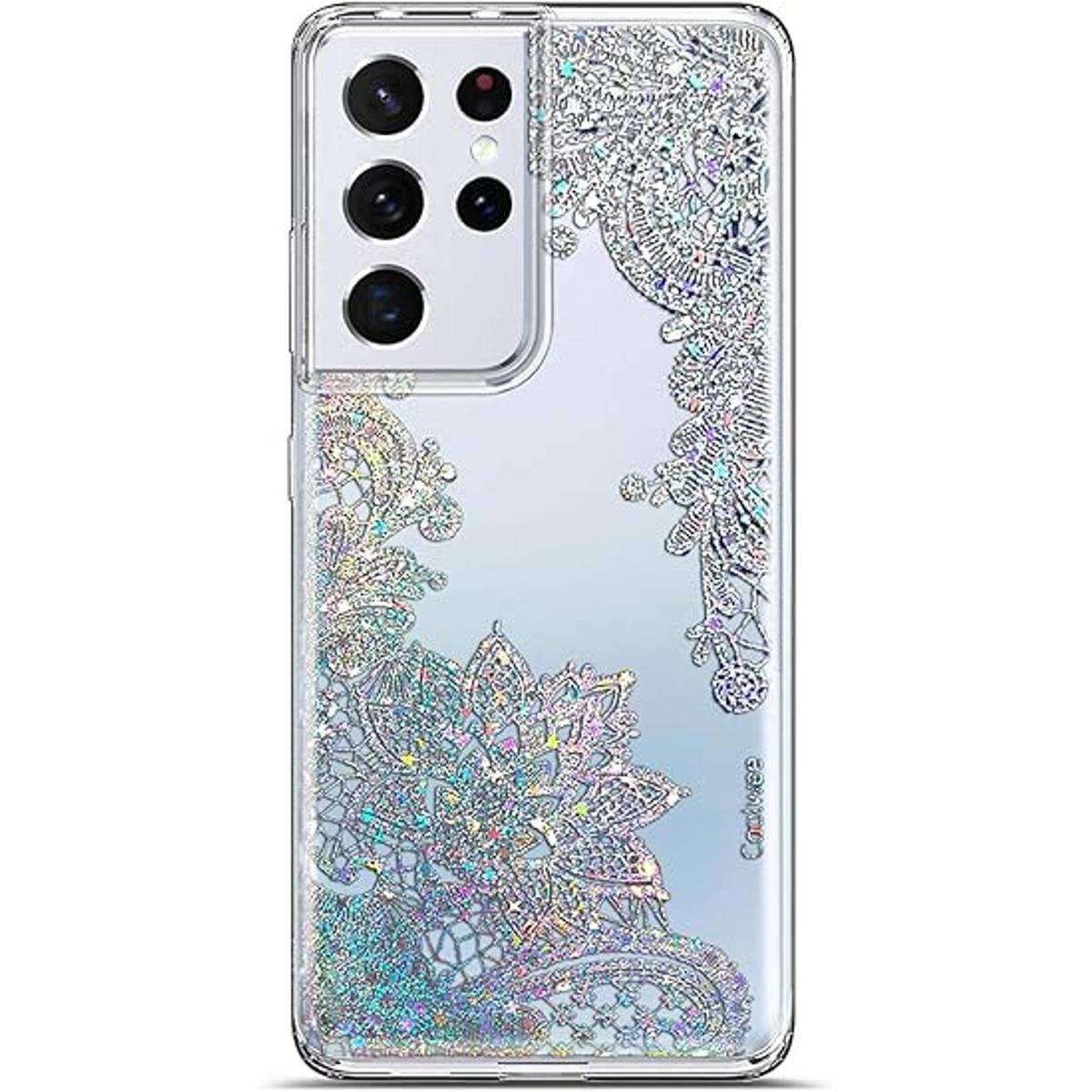 Coolwee Funda con purpurina transparente para Galaxy S21