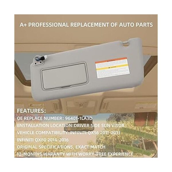 Dasbecan Visera solar izquierda gris compatible con_2