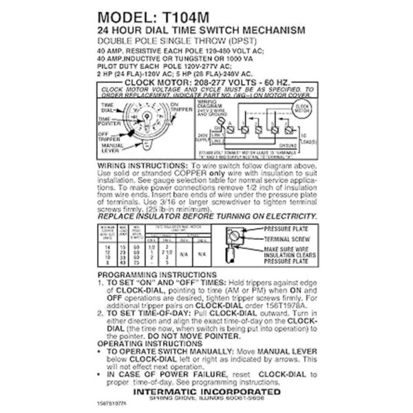 Intermatic T104M solo mecanismo mecánico para interruptor_2