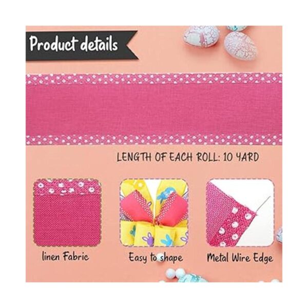 Cintas rosadas de 2.5 x 10 yardas lazos de arpillera para_2