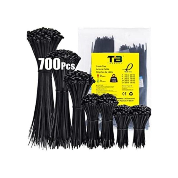 Bridas de cremallera negras de varios tamaños paquete de_1
