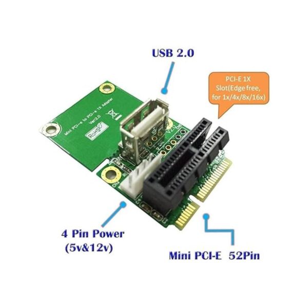 PCIE 1X a la mitadcompleto mini PCIE adaptador Pcie_2