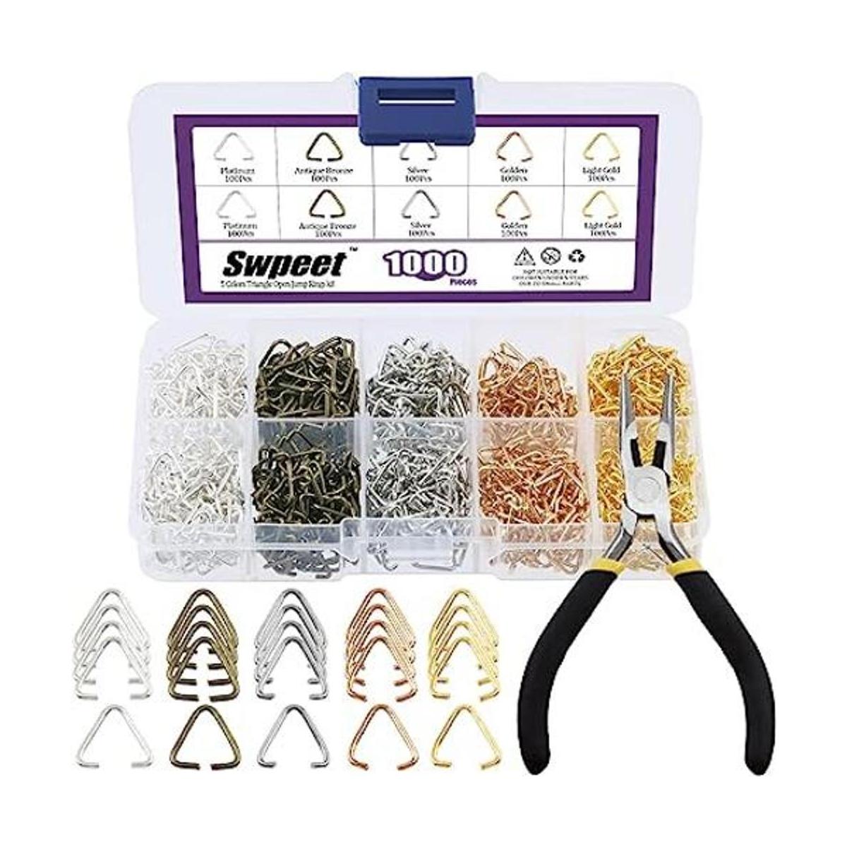 Swpeet 1001 anillos triangulares abiertos de 0.394 in a