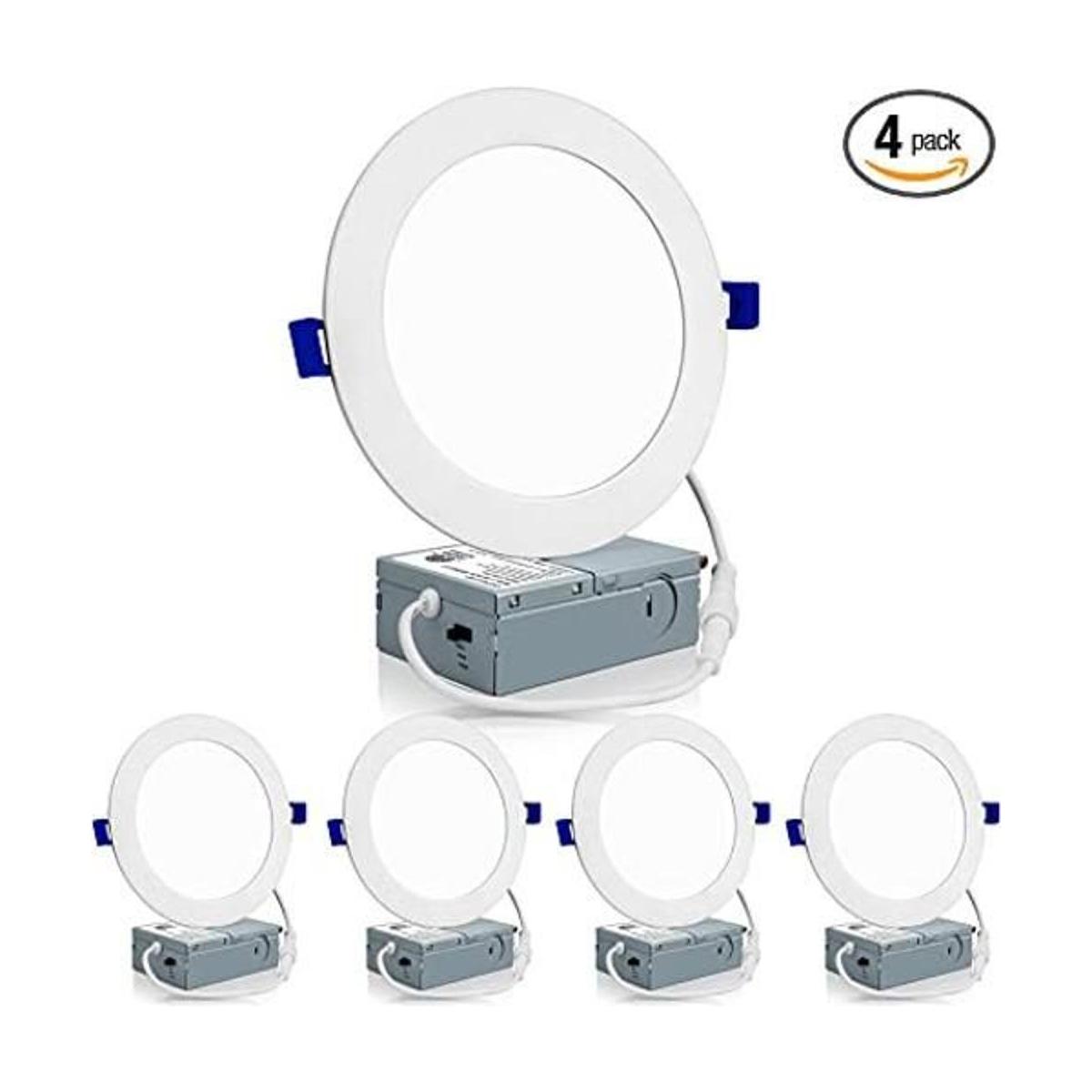 Meconard Paquete de 4 luces LED ultrafinas de 6 pulgadas