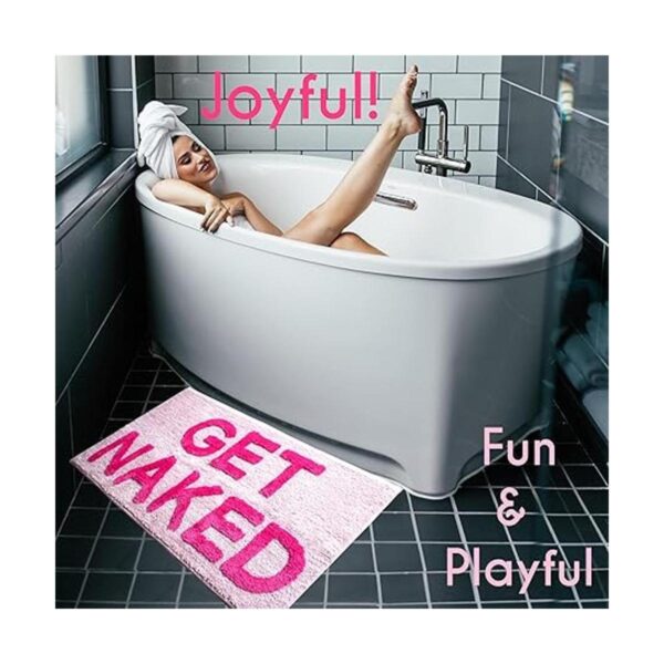 Get Naked Tapete de baño color rosa divertido y lindo_6