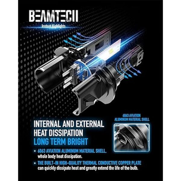 BEAMTECH Bombilla LED 9007 reemplazo halógeno HB5 12000_6