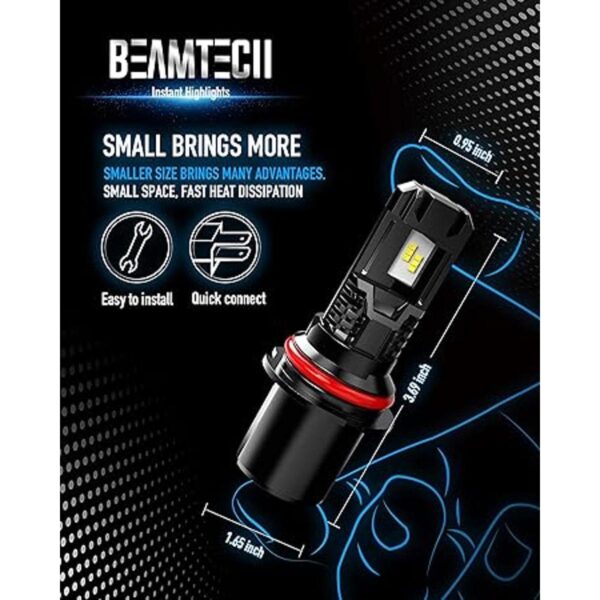 BEAMTECH Bombilla LED 9007 reemplazo halógeno HB5 12000_5